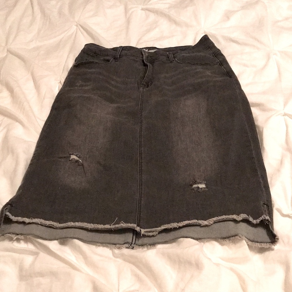 The Main Street Exchange Distressed Denim Skirt